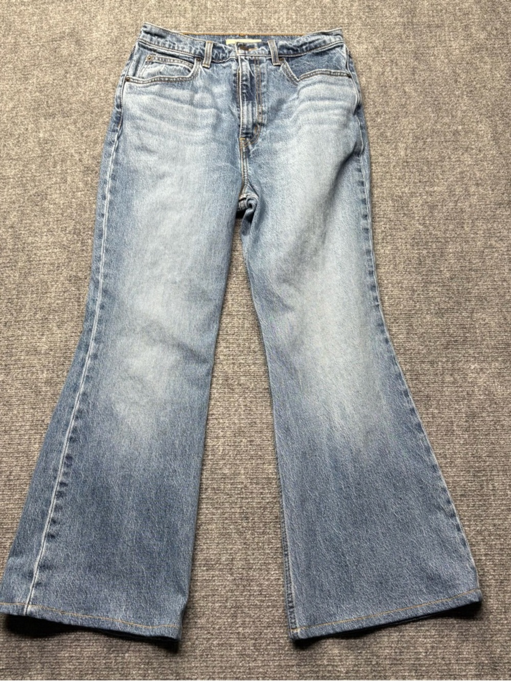 Levis Premium Jean Women 30x28 Blue 70s High Flare Big E Bell Bottom Denim Retro